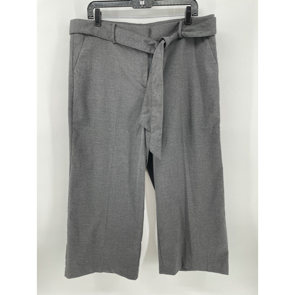 LOFT Wide Leg Crop Pants Womens 14 Gray Career Trouser Office Closet Staple‎ New
